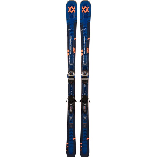 gebrauchter Ski von VÖLKL in Blau/Schwarz mit oranger Schrift