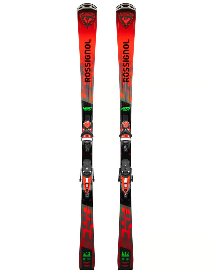 gebrauchter Ski von Rossignol mit schwarzer Mitte ansonsten Rot mit grauer Schrift
