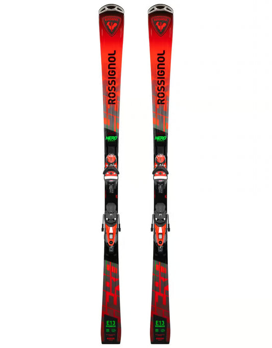 gebrauchter Ski von Rossignol mit schwarzer Mitte ansonsten Rot mit grauer Schrift
